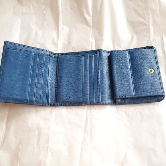 Authentic Prada Blue Saffiano Unisex Tri-fold Wallet in Box - Picture 8 of 8